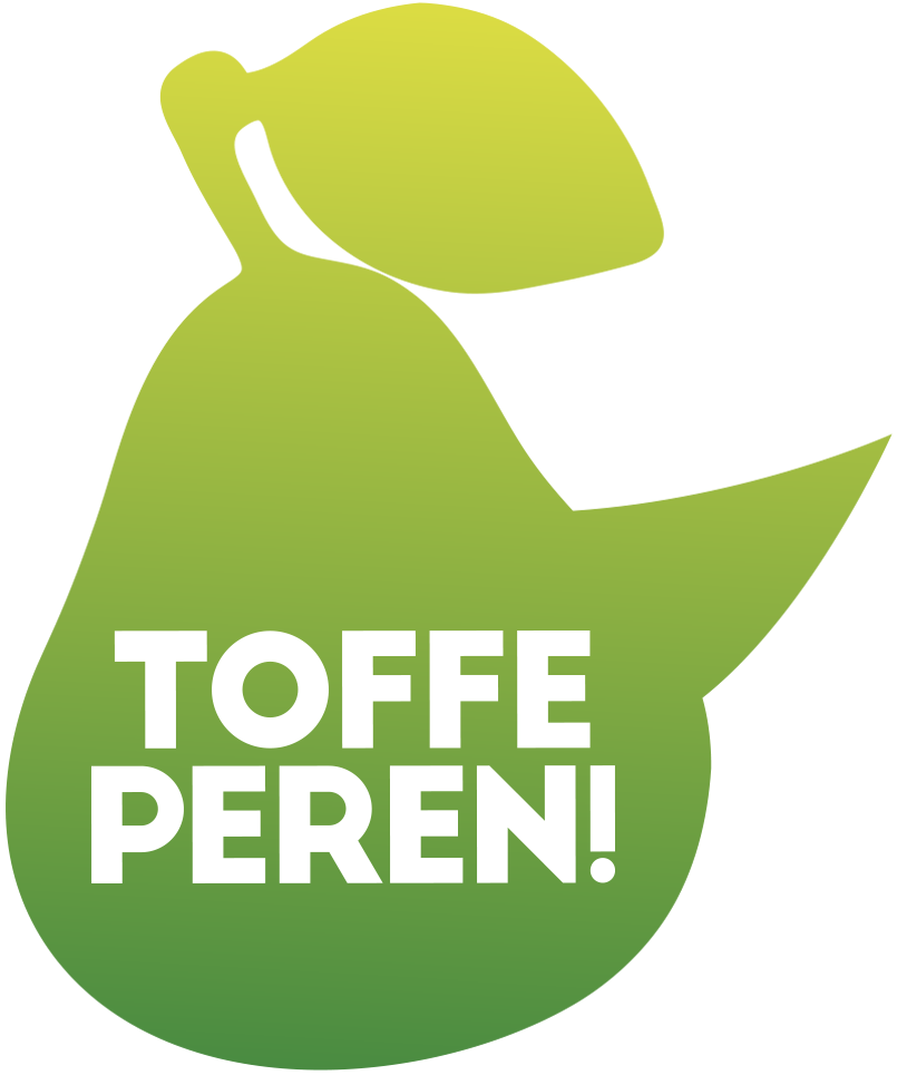 Groene peer met de tekst ‘Toffe peren!’