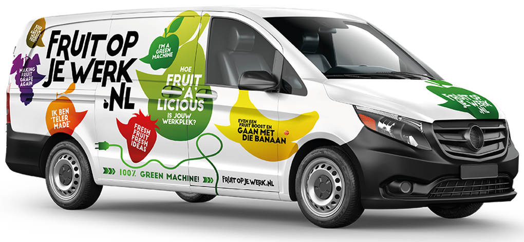 bus van fruit op je werk met logo